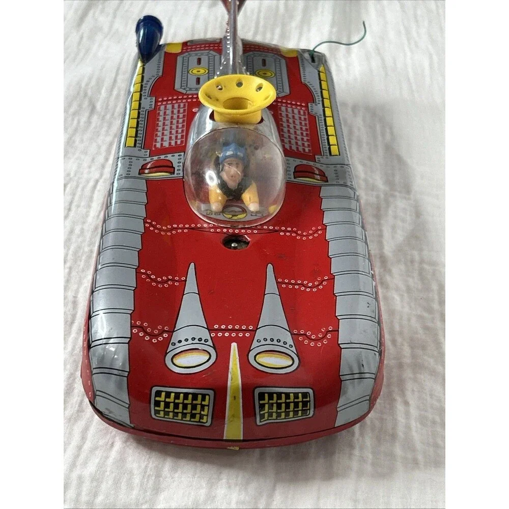 Vintage 1960 Interkozmosz Hungarian Litho Tin Retro Car Red Missing Tail Light